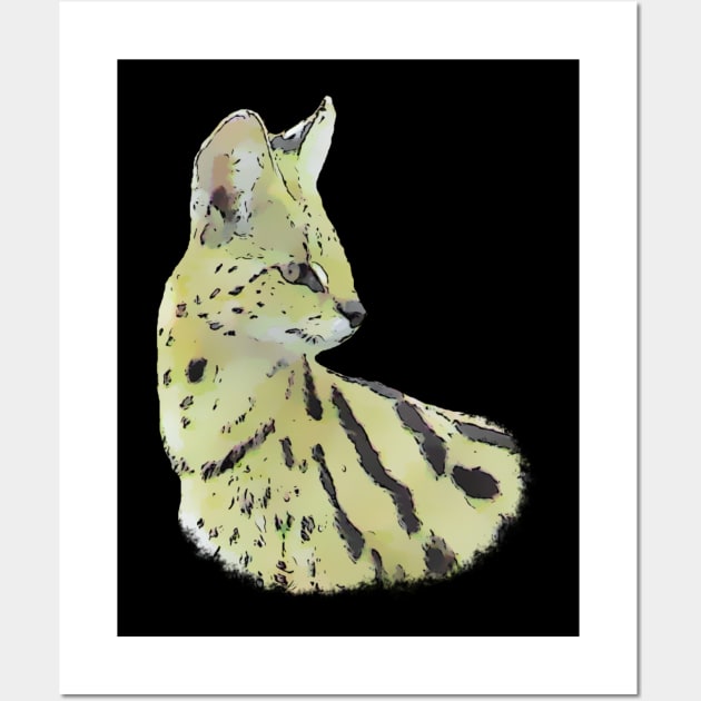 Serval drawing - Predator - Big Cat in Kenya / Africa Wall Art by T-SHIRTS UND MEHR